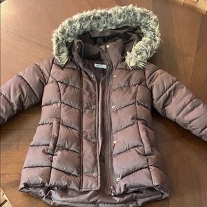 H&M Kids Brown Puffer Jacket with detachable Faux Fur Hood